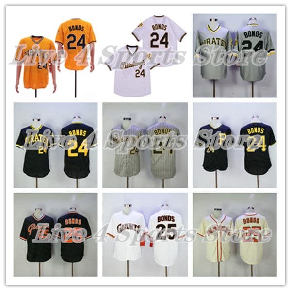 Throwback 24 25 Barry Bonds Pittsburghs Pirates Baseball Jersey Stitched Team Pinstripe Black Yellow Cream White Home Away Vintage Shirt