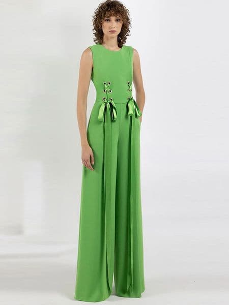 HIGH STREET est 2026 SS ner Runway Fashion Womens Sleeveless Ribbons Lacing Up Jumpsuit 260513