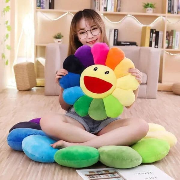 room Luxury Designer Decor Doll Pillow: Cheerful Sunflower Plush Cushion - Kawaii Smile, Soft Stuffed Flower Pillow For Home, Bedroom, Sofa 6 thumbnail 2