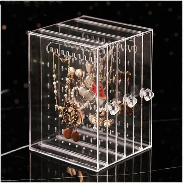 Luxury Designer Decor Clear 3 Drawer Storage Box Acrylic Earrings room Holder Organiser Necklace Dust-Proof Hanging Rack Jewelry Display Sta 3