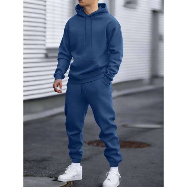 Jogging Solid New In Men's Set Streetwear All-Match Casual Hoodie Sweatpant Suit Fleece Loose Clothes Autumn Sport Long Pants W260513