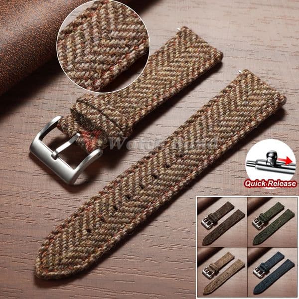 Quick Release Weave Bracelet for for Vintage Genuine Cowhide Tweed Nylon Strap 18mm 20mm 22mm Smartwatch Watch Band 260512