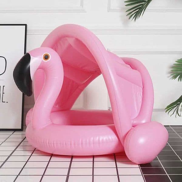 Thickened PVC Swim Ring Underarm Waist Ring Pink Cygnus Seat Ring with Sunshade Inflatable White Swan Swim Ring Z260513
