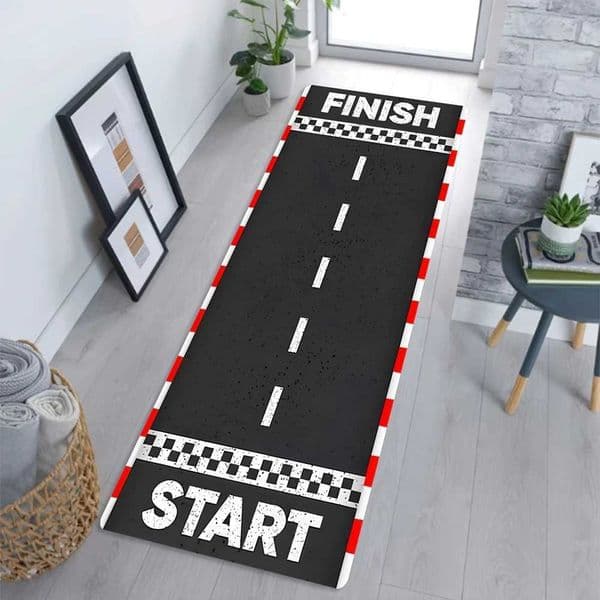 VIKAMA Long Gallery Racing Simulation Anti-Slip Carpet Automobile Race Track Road Roadway Game Floor Mat Home Decoration T260512