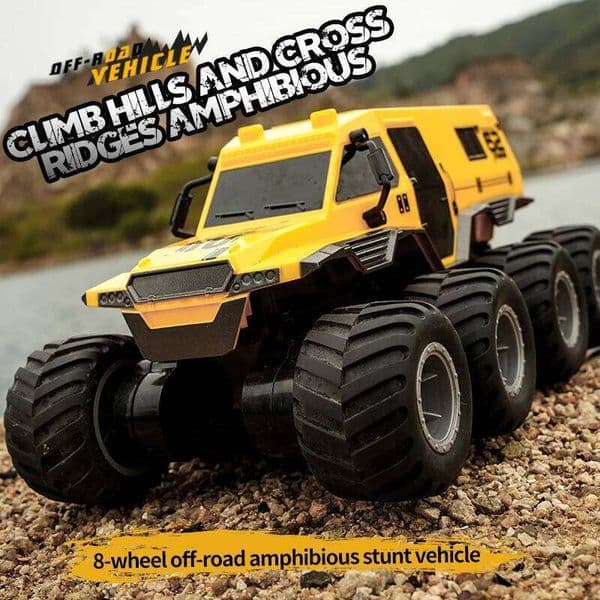 JJRC Q137 8x8 2.4G Remote Control Car 8wd Off-road Amphibious Stunt Vehicle 8-Wheel Speed Racing Truck Waterproof Crawler Toy 26L0513