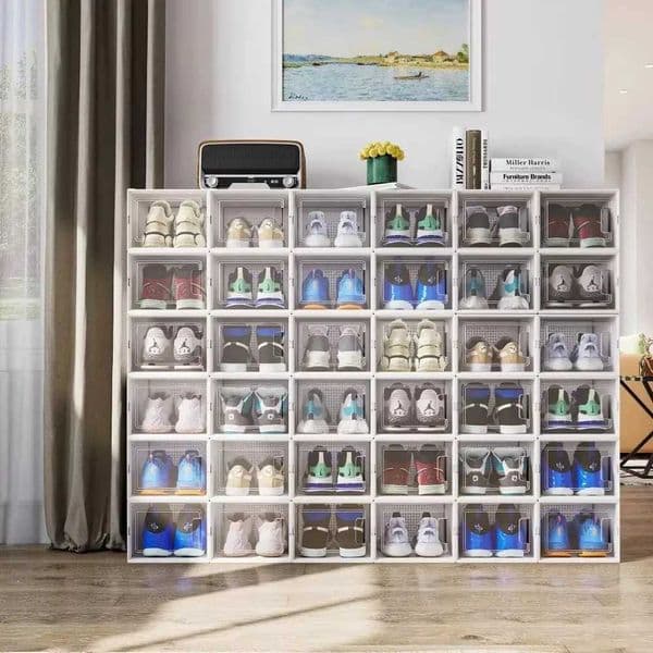 12PCS High-capacity Shoe Storage Box Transparent Plastic Stackable Shoe Storage Box with Drawers and Lid Shoe Rack T260512