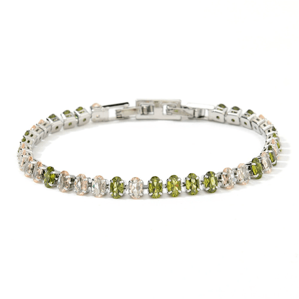 3x5mm oval green dimaond tennis bracelet designer for woman school party 18k gold blue AAA cubic zirconia copper silver bracelets womens jewelry friend gift box
