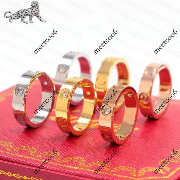 Luxury Brand Love Women's Designer Couple Jewelry Ring Titanium Steel Diamond Casual Fashion Street Classic Silver Rose Gold Optional