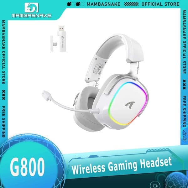 ATTACK SHARK G800 Wireless RGB Gaming Headset71 Surround Sound-50mm Drivers-Memory Foam Ear PadsWired/24Ghz/BT S260509