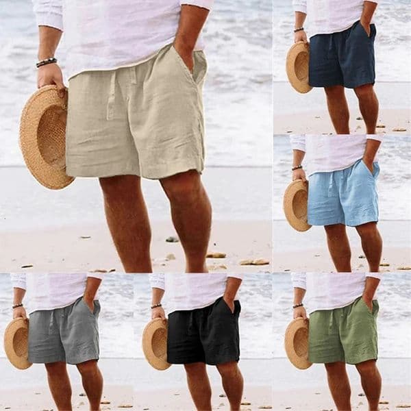 Linen fabric summer Sports Shorts Men Beaching Shorts pocket Bodybuilding Sweatpants Fitness Jogger Running Gyms Men Shorts 260507