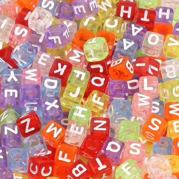 100Pcs 6Mm Square Letter Acrylic Mixed Alphabet Cube Loose Beads For Jewelry Making DIY Bracelets Necklace Accessories