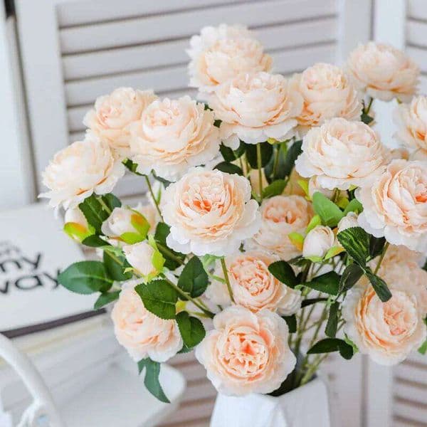 3 Heads 1pc Peony Artificial Flower Fake Flowers Bouquet Branch Pink White for Home Decor House Wedding Decoration indoor Garden W260513