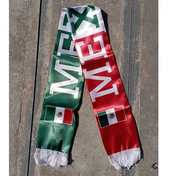 Aerlxemrbrae 2026Mexico Flag scarfs14x130cm Mexico Flag scarf Fan scarf World Cup scarf Sports holiday decorationJ260513