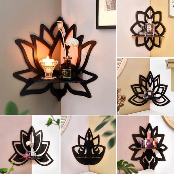 1 piece of creative simple nail wall storage display rack without nails black simple shape wall decoration pendants DI 260513