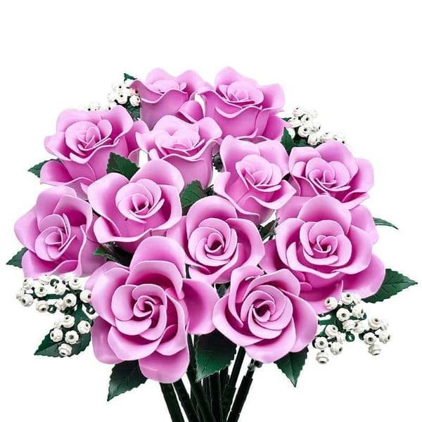 Pink Rose Building Bouquet Romantic Aesthetic Room Decor Creative DIY Gift for Adults Teens Eternal Artificial Flower Set L26051317QK