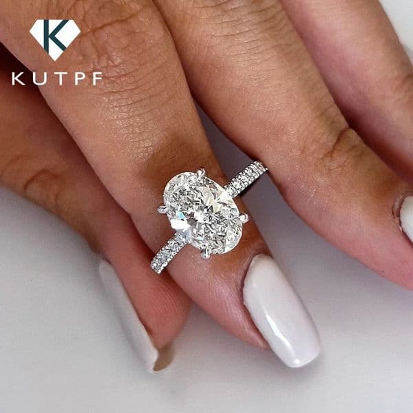 Oval Cut Full Engagement Ring for Women S925 Silver1/2/3/4Carat Hidden Halo Diamond Wedding Rings with Certificates 260410