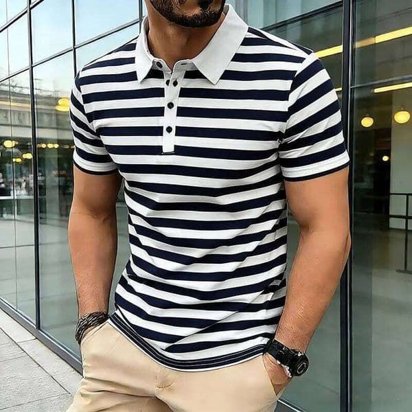 Men Summer T-shirts Short Sleeve Stripe Man Tops Polo Tees Shirts Lapel Collar Combination T shirt Sweatshirt Tshirts T16 J260513