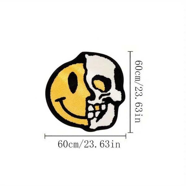VIKAMA Faux Cashmere Skull Plush Rug Psychedelic Smiling Gothic Decor Irregular Shape Floor Mat for Bedroom Living Room T260512