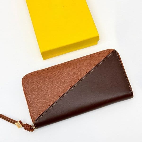 Women Real Leather Wallets Coin Purses Small Bag Fashion Long Short Wallet Money Pockets Panelled Credit Card Holders Zipper Pocket Organizer Girl Party Clutch 3673