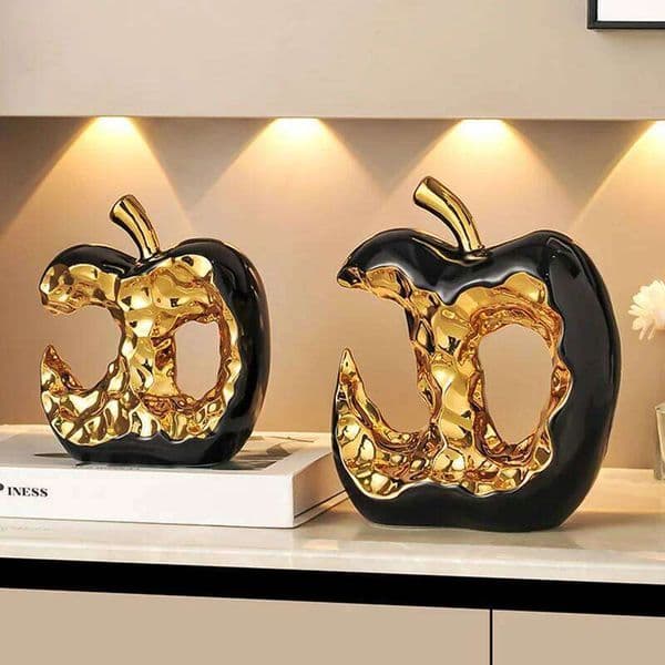 Gold Plated Hollow Sculpture, Ceramic Crafts, Office Desktop Ornaments, Model Sculptures, Living Room Decorations 26Y0513