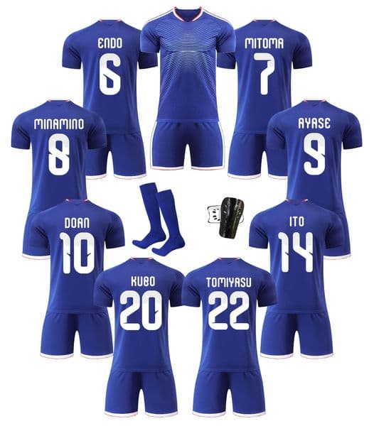2026 Japanese national team jersey World Cup home and away blue football Set Unisex Short Sleeve Soccer Match Training Adult Jersey Set Breathable Quick Dry S-3XL