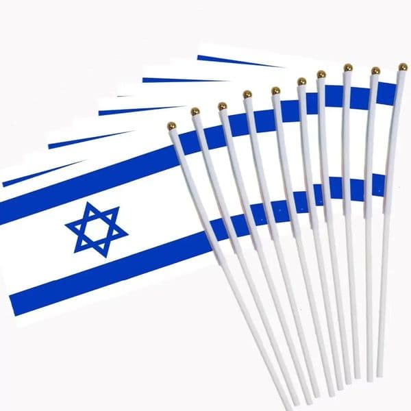 14x21cm 10pcs Small flag of Israel hand waving flags with Plastic Flagpoles Activity Sports Home Decoration NC014 260506