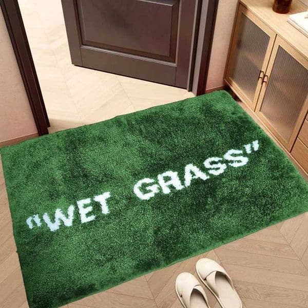50x80cm Trendy Fashion Wet Grass Doormat Flocking Tufted Carpet Green Grass Fluffy Plush Lounge Bedroom Bedside Rug Floor Mat T260512