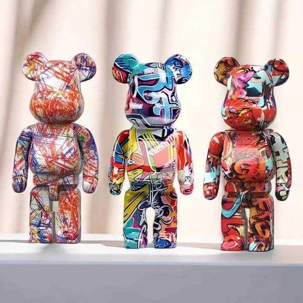 YuryFvna 2025 New Graffiti Bear 27cm Figurine Home Decoration Animal Statue Storage Money Jar Modern Room Sculpture Table Decor T260512