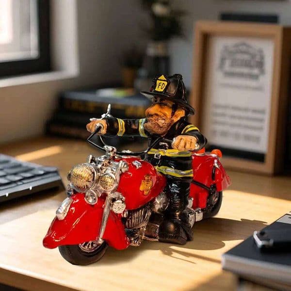 Motorcycle Figurine Collectible Unique FD Firefighter Model Perfect Desk Decoration Red Vintage Firebike Sculpture 26Y0513