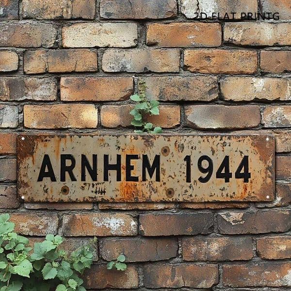 1pc 2D Flat Arnhem 1944 WWII Metal Sign - Retro Aluminum Decor, Perfect for Garage/Man Cave/Coffee Shop 26Y0513