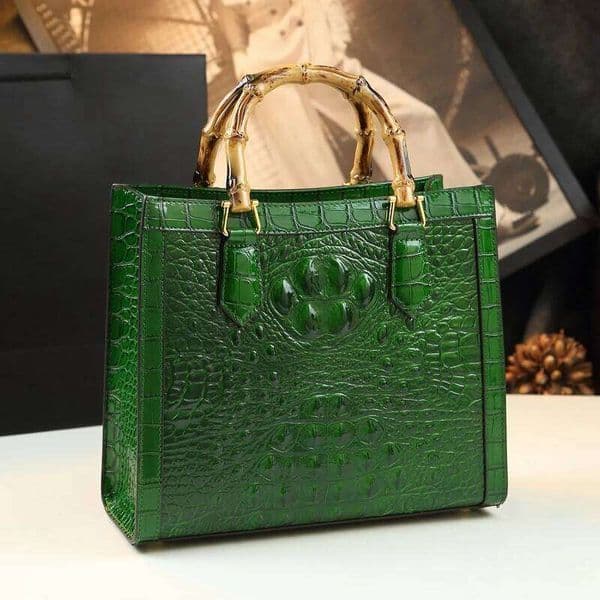 Crocodile Pattern Leather Women's Handbags Real Bamboo Top Handle Portable Tote Bag Mom Tide Shoulder Messenger Bags New Suotong260513