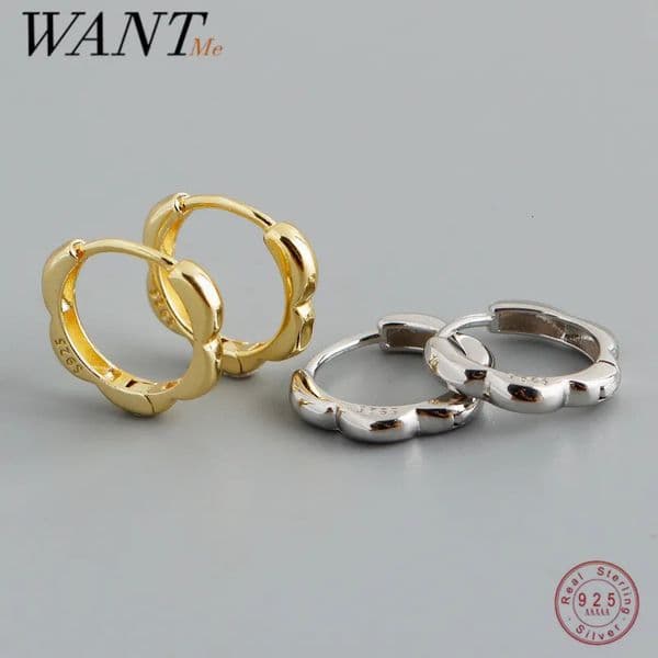 WANTME 925 Sterling Silver Simple European Plum Circle Hoop Earrings For Women Fashion Charms Party Jewelry Accessories 260410