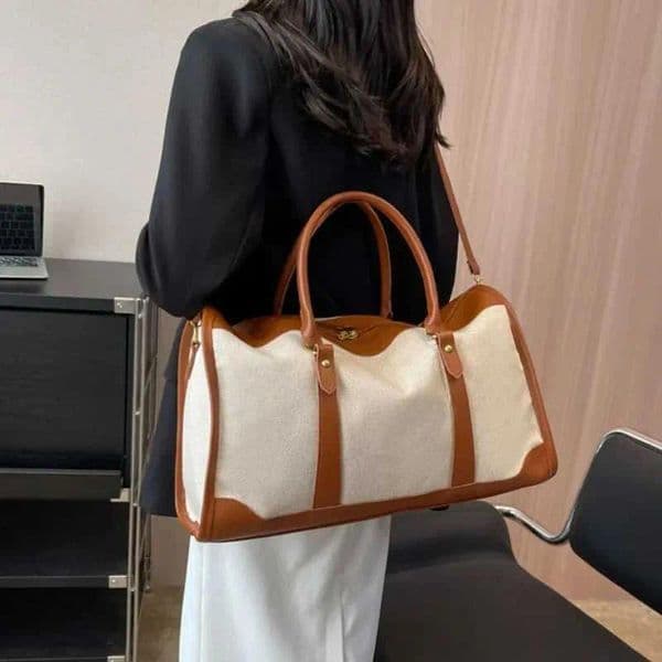 Women Travel Storage Handbag Vintage Fitness Luggage Bag Single Shoulder Crossbody Bag Large Nylon PU Leather Bag 2026 Handbags