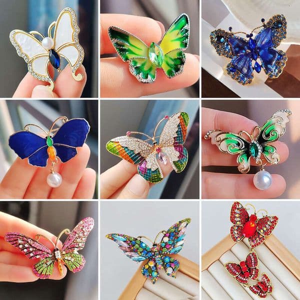 broche designer schiaparelli hot-selling vintage crystal enamel butterfly brooch for women, niche high-end brooch, DIY premium corsage broche luxe
