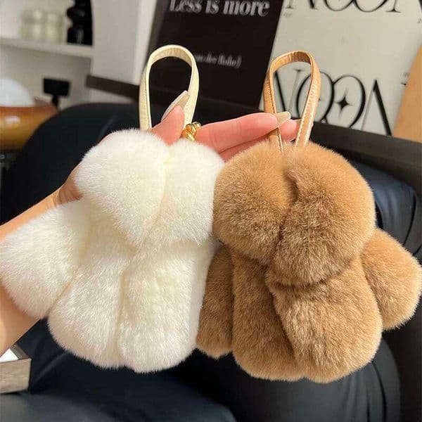 Rex Rabbit Small Clothes Modeling Fur Pendant Key Chain Keychain Fluffy Keyring Gift For Women Bag Charms W260513