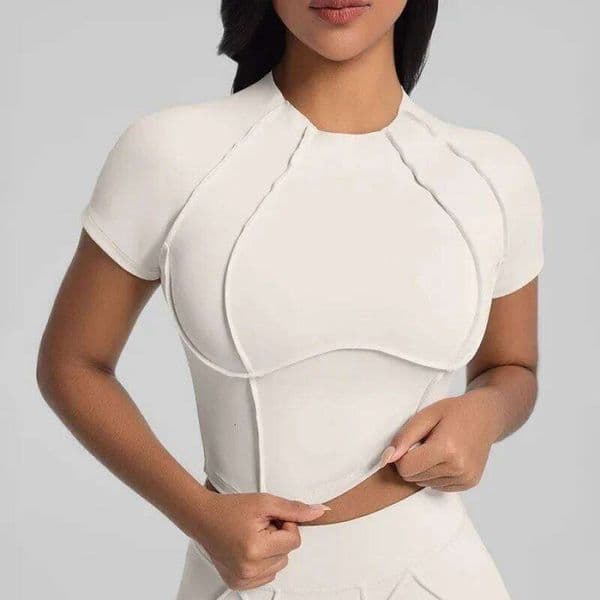 Sports Tight-Fitting Round Neck Long Sportswear Gym Yoga Short Sleeve Fitness Running For Women Sporty Woman Top 26W0513