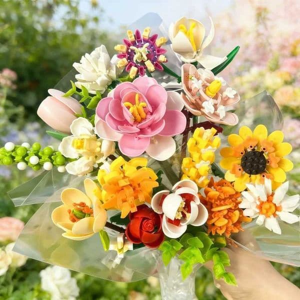 New product creative assembling building block desktop flower art toy Valentines Day gift model decoration a gift for best f L260513BLO8