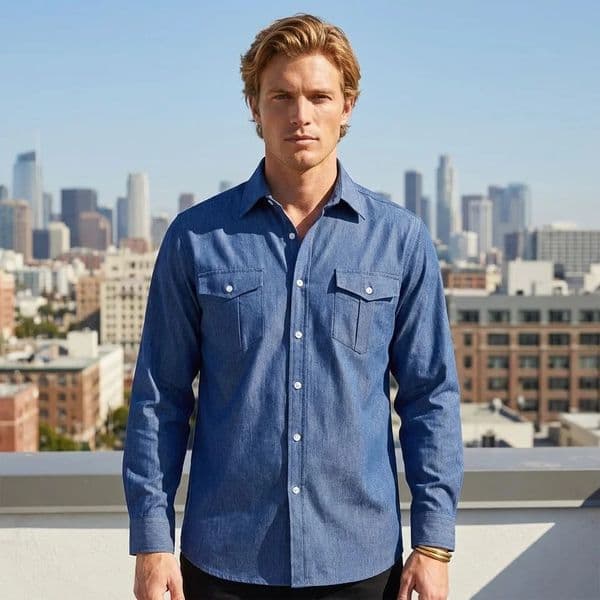 Mens Denim Shirt Multi Color Spring Summer Casual Single-Breasted Button Down Top Easy On-Off Street Style Fashion Shirts 260512