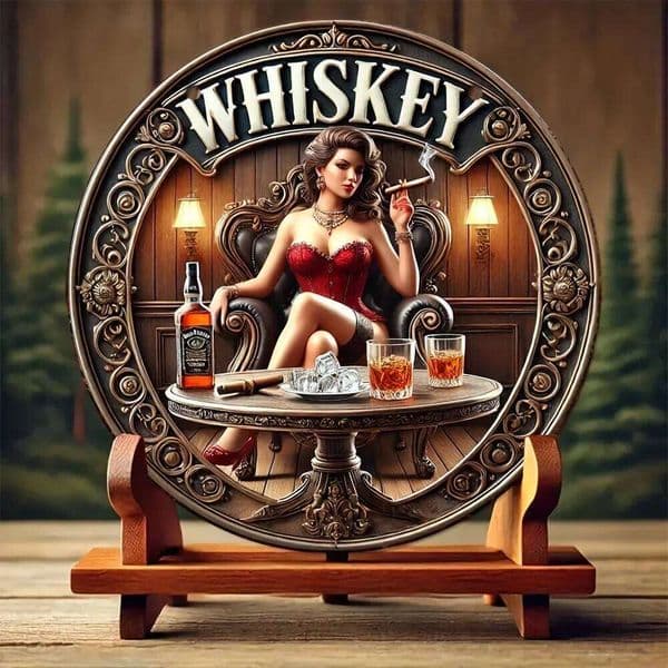 Durable Vintage Metal Aluminum Whiskey Sign - Perfect for Decorating Home Living Room Restaurant Cafe Office Club Bar Yard 26Y0513