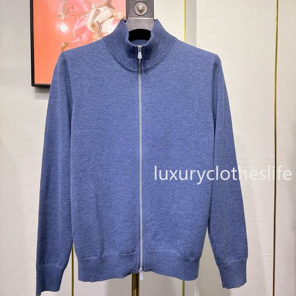 Designer Sweaters Men Autumn and Winter Brunello Stand Collar Knitted Cardigan Sweater Warm Business Casual Mens Coat B1289