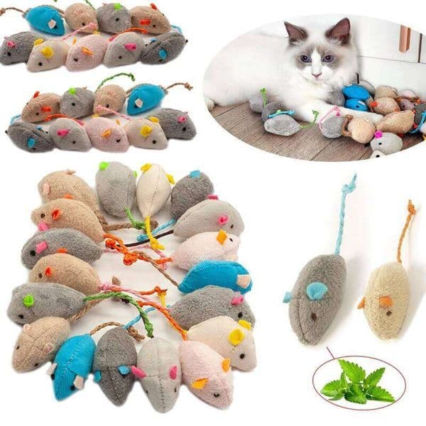 3/200pcs Rattle Mouse Also Prefilled Faux Fur Mice Interactive Cat Game Catnip Toys for Indoor Cats toy W260513