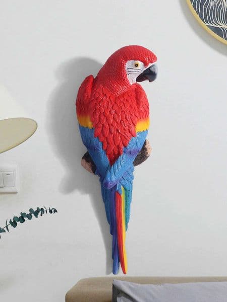 Wall-Mounted Parrot Sculpture Lifelike Outdoor Garden Resin Craft Tree Art Decoration DIY Garden Landscaping Sculpture T260512