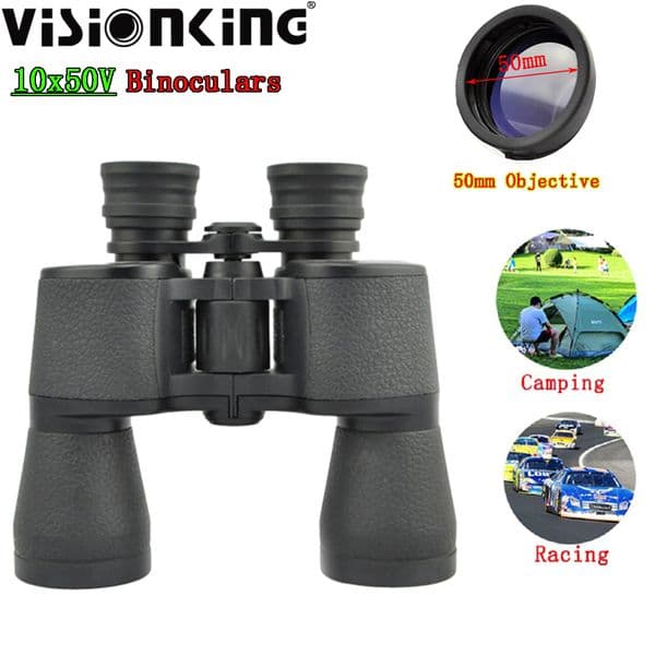 Visionking Portable 10x50 Binoculars Professional Bak7 Outdoor Long Range Sports Birdwatching Camping Hiking Tourism Travelling Spyglass Porro HD Telescope