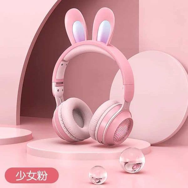 Glow Unicorn Headphones Bunny Ear Bluetooth Headset with Mic TF Slot Wireless Over-Ear LED S260509