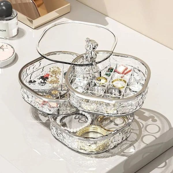 Luxury Designer Decor Rotating Transparent Band Partition High-End Exquisite Jewelry Box, Earring, Hairpin And Ring Storage Box room Decorat 3