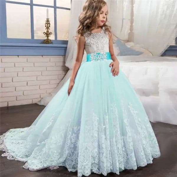 Designer 2026 Girl's Girls Birthday Dresses Baby Kids Children Princesss Party Flower Elegant Wedding Gown Vestidos For Baby 6-14 baby Yrs Christmas Dress Fre