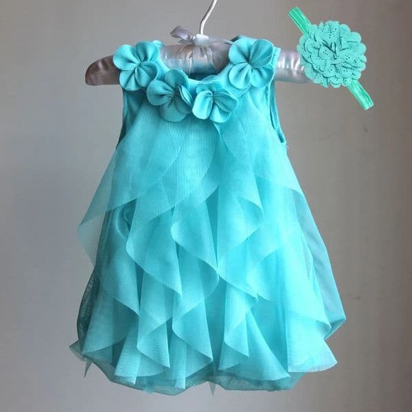 Kids Toddler Baby Girl Dress Summer Chiffon Evening Birthday Party Dresses for Girls Clothes Headband 260512