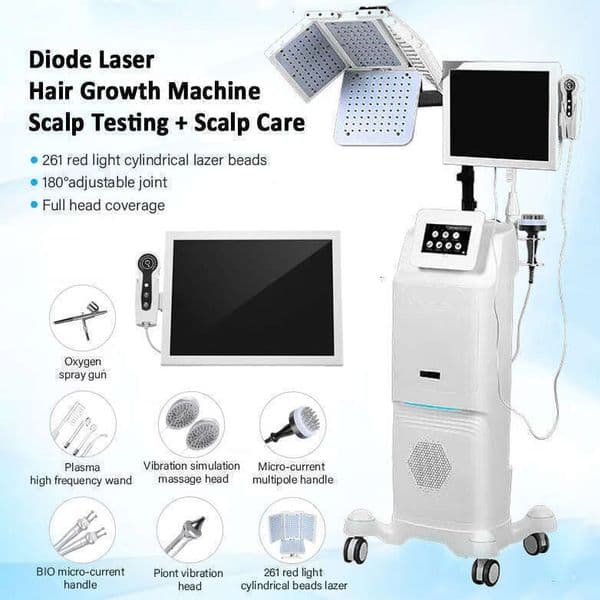 Hair Beauty device Professional Diode Laser 650Nm Hair Regrowth Anti-Hair Loss Treatment Follicle Energizing 8 In 1 Scalp Care Health Detection Machin