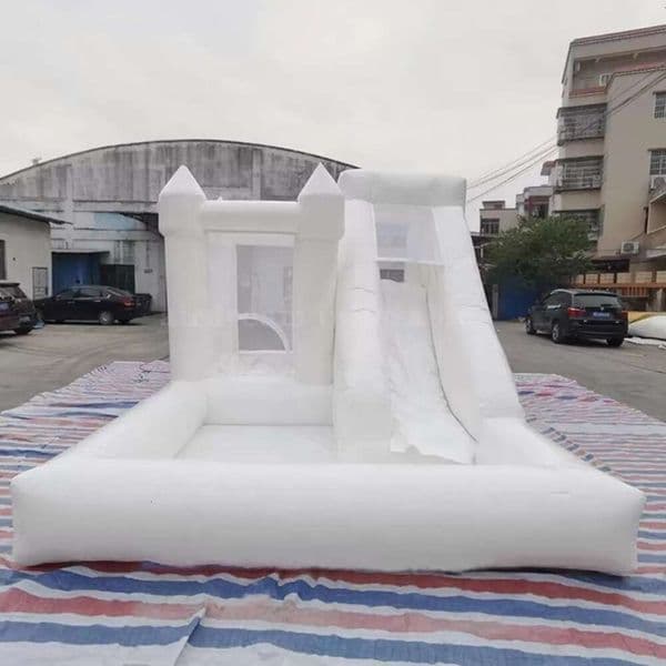 wholesale Inflatable Jump bounce jumper house Wedding Bouncy Castle With Slide Combo All white Bouncer jumping bed For Sale Free ship to doorHot