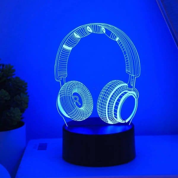 Headphones 3D visual night light, USB 7-color touch, suitable for game room bedroom decorative lights, gift lights ddmynov
